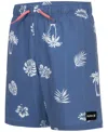 Hurley Big Boys Palm-print Swim Trunks In Shoreline