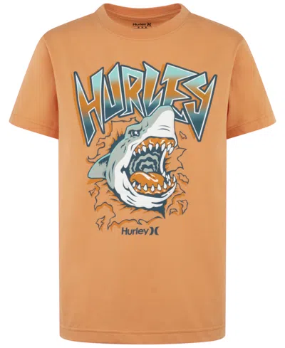 Hurley Kids' Big Boys Shark Printed T-shirt In Orange