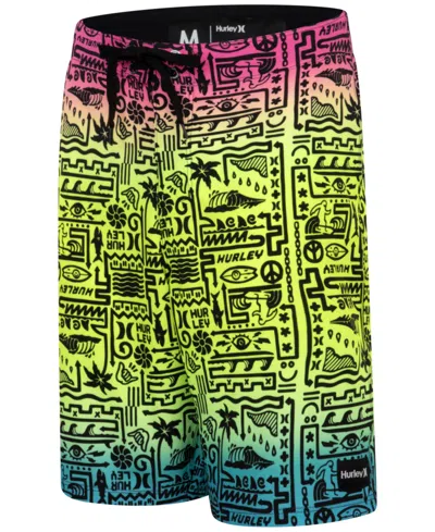 Hurley Kids' Big Boys Squiggle-print Board Shorts In E69multi