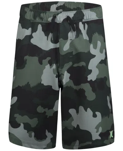 Hurley Kids' Big Boys Stretch Hybrid Pull-on Shorts In Green Camo