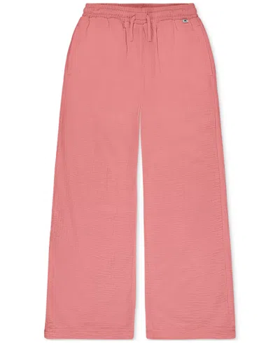 Hurley Kids' Big Girls Cotton Crinkle Gauze Woven Beach Pants In Sunset Coral