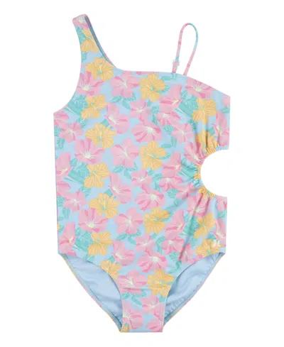Hurley Kids' Big Girls Cut Out One Piece Swimsuit In Blue Ice
