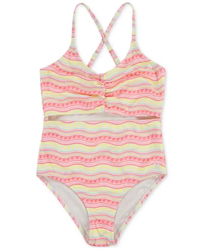 Hurley Kids' Big Girls Cutout One-piece Swimsuit In Pink Flamingo