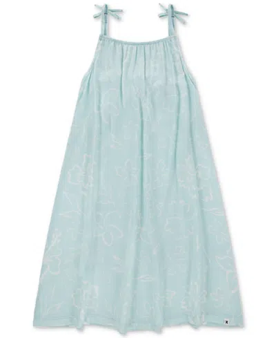 Hurley Kids' Big Girls Floral-print Spaghetti-strap Swing Dress In Blue Cloud