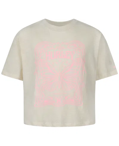 Hurley Kids' Big Girls Mariposa Logo Graphic T-shirt In Marshmallow Heather