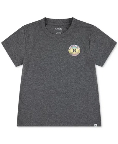 Hurley Kids' Big Girls Retrograde Graphic Crewneck T-shirt In Black Heather