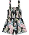 Hurley Big Girls Smocked-bodice Floral-print Romper