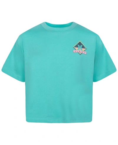 Hurley Kids' Big Girls Sunset Diamond Short Sleeves T-shirt In Tropic Turquoise