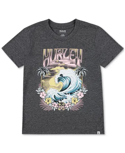 Hurley Kids' Big Girls Sunset Tide Graphic Cotton T-shirt In Black Heather