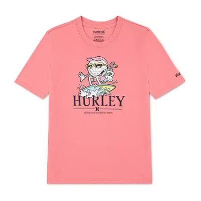 Hurley Big Kid Boys Crew Neck Short Sleeve Regular Fit Graphic T-shirt In Pink