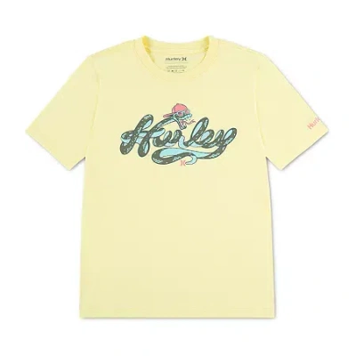 Hurley Big Kid Boys Crew Neck Short Sleeve Regular Fit Graphic T-shirt In Yellow