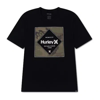 Hurley Big Kid Boys Crew Neck Short Sleeve Regular Fit Graphic T-shirt In Black