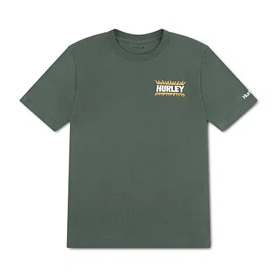 Hurley Big Kid Boys Crew Neck Short Sleeve Regular Fit Graphic T-shirt In Green