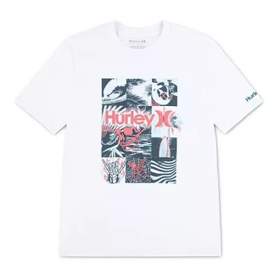 Hurley Big Kid Boys Crew Neck Short Sleeve Regular Fit Graphic T-shirt In White