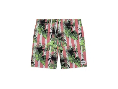 Hurley Cabana Stripe Pull On Swim Trunk (little Kid) Boy's Swimwear Sunset Coral : 4 Little Kid, Elastane/m In Orange