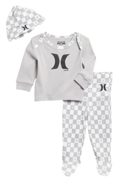 Hurley Babies' Check Logo Cotton Layette Set In Wolf Gray