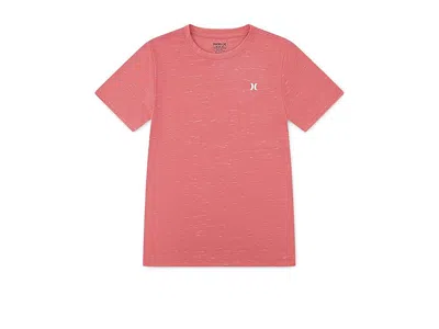 Hurley Cloud Slub Crew Neck T-shirt (big Kid) Boy's T Shirt Faded Coral : Lg (14/16 Big Kid), Cotton/polyes In Pink