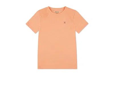 Hurley Cloud Slub Crew Neck T-shirt (big Kid) Boy's T Shirt Sunset Glow : Sm (8 Big Kid), Cotton/polyester In Orange