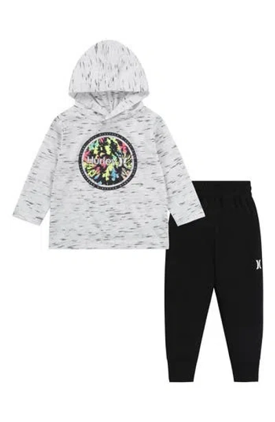 Hurley Cloud Slub Pullover & Joggers Set In Black/white