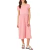 Hurley Coastal Ribbed Midi Dress In Pink