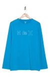 Hurley Crossover Long Sleeve Graphic T-shirt In Neon Blue