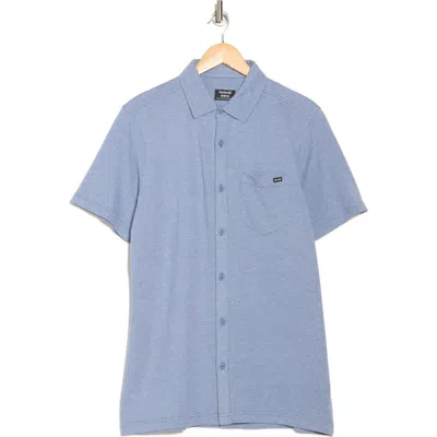 Hurley Dobby Knit Short Sleeve Button-up Shirt In Blue