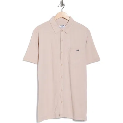 Hurley Dobby Knit Short Sleeve Button-up Shirt In Pink