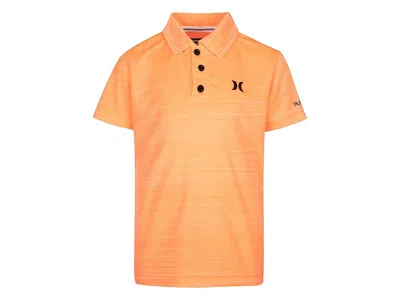 Hurley Dri-fittm Polo Shirt (little Kids) Boy's Clothing Bright Mango Heather : 7 Little Kids, Cotton/polye In Orange