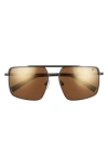 Hurley Explorer 58mm Polarized Navigator Sunglasses In Brown