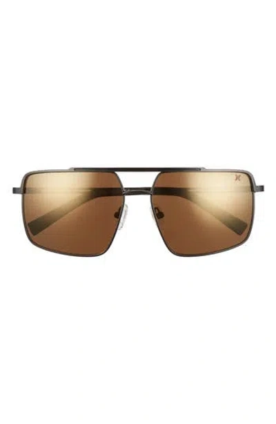 Hurley Explorer 58mm Polarized Navigator Sunglasses In Brown