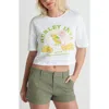 Hurley Find Your Coast Crop Cotton Jersey Graphic T-shirt In White