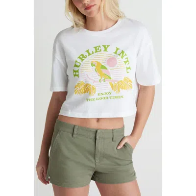Hurley Find Your Coast Crop Cotton Jersey Graphic T-shirt In White