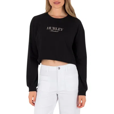 Hurley Floral Crop Graphic T-shirt In Black