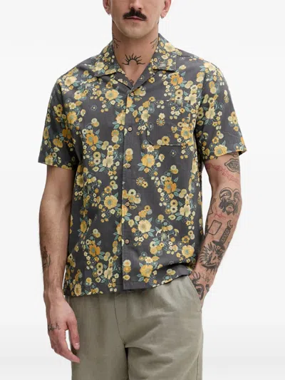 Hurley Floral-print Short-sleeve Shirt In Gray