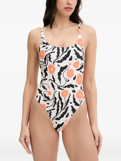 Hurley Floral-print Swimsuit In White