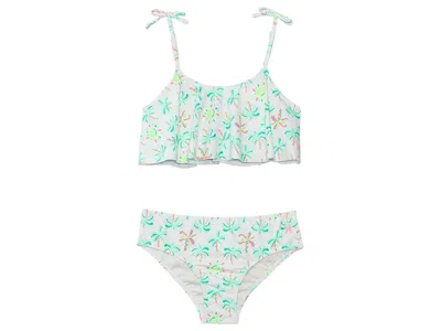 Hurley Flounce Bikini (little Kid) Girl's Swimwear Sets Pale Ivory : 6x Little Kids, Elastane/polyester In Blue
