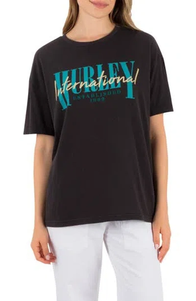 Hurley Foundry Boyfriend Graphic T-shirt In Off Black