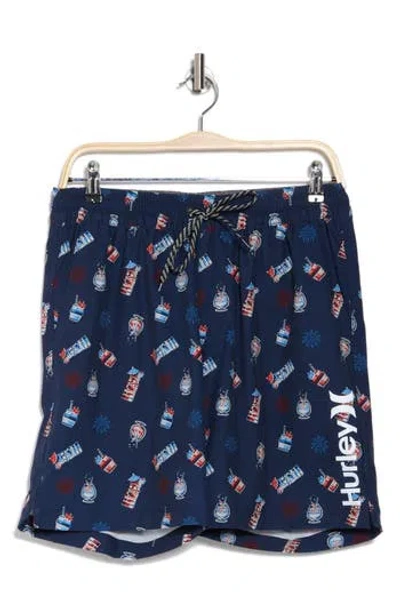 Hurley Freaky Tiki Volley Swim Shorts In Blue