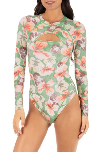 Hurley Gingko Cloud Max One-piece Swimsuit In Green