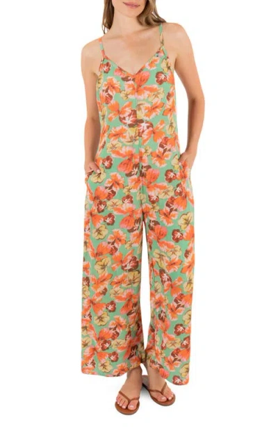 Hurley Gingko Clouds Pring Wide Leg Jumpsuit In Multi