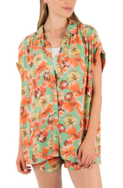 Hurley Ginko Clouds Floral Button-up Shirt In Multi