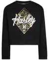 Hurley Girls 7-16 Lurex Fleece Crewneck In Black
