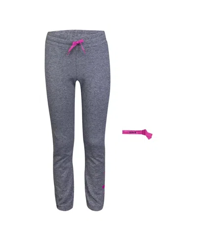 Hurley Kids' Girls  Joggers Big Gray Heather Stretch Tapered Leg Active Red505 In Grey