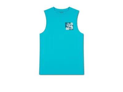 Hurley Graphic Muscle Tank Top (big Kid) Boy's T Shirt Barracuda : Xl (18/20 Big Kid), Cotton/polyester In Blue