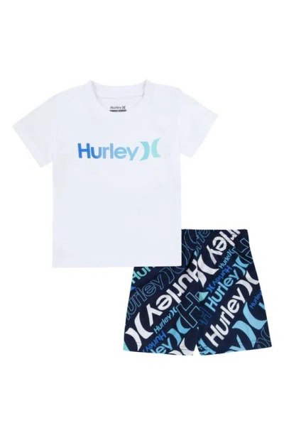 Hurley Babies'  Graphic T-shirt & Terry Shorts Set In White