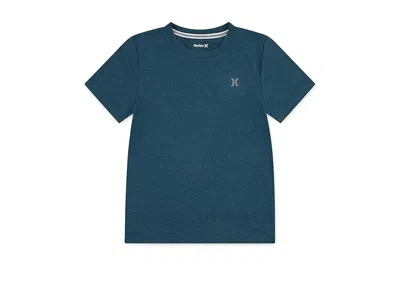 Hurley H20-dri Sunset Knit T-shirts (little Kid) Boy's T Shirt Deepwaters Heather : 7 Little Kids, Elastane In Blue