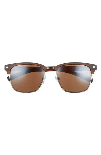 Hurley Halfway 56mm Polarized Browline Sunglasses In Brown