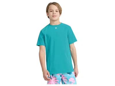 Hurley Icon Blocked Upf Top (big Kid) Boy's T Shirt Barracuda : Sm (8 Big Kid), Elastane/polyester In Blue