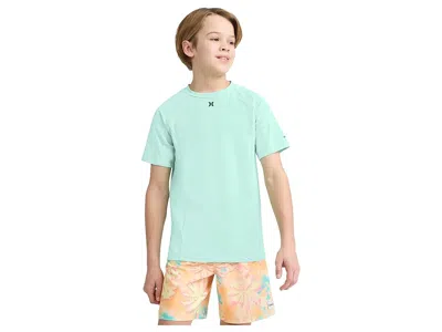 Hurley Icon Blocked Upf Top (big Kid) Boy's T Shirt Jelly Mint : Sm (8 Big Kid), Elastane/polyester In Blue