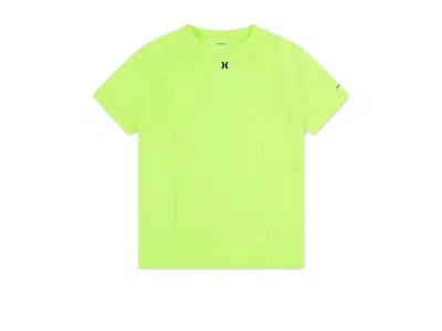 Hurley Icon Blocked Upf Top (big Kid) Boy's T Shirt Volt : Sm (8 Big Kid), Elastane/polyester In Green